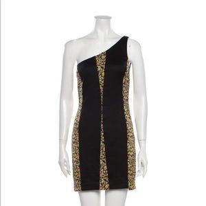 Rag & Bone Womens Black Floral One shoulder mini dress